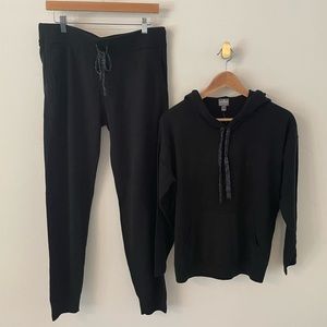 NY & Co sweater jogger set, black with silver lurex details